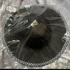 Black and White Checkered/Straw Hat One Size Fits Most